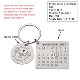 Custom Family Keychain Ring with Engraved Date & Letter