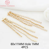 24K Brass Zircon Chain Earring Tassel DIY Jewelry Making Findings