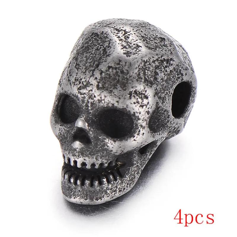 4pcs Scary Skull Head Beads for Bracelet Stainless Steel Charms DIY Jewelry