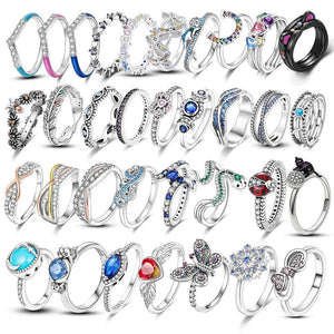 Cat Ladybug Zircon Stackable Rings Silver 925 Women Jewelry