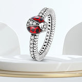 Cat Ladybug Zircon Stackable Rings Silver 925 Women Jewelry