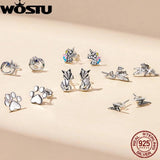 925 Silver Flower Unicorn Fairy Stud Earrings Wedding Jewelry