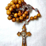 Catholic Rosary Necklace Wooden Beads Cross Religious Jesus Jewelry