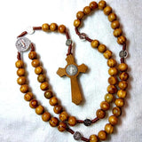 Catholic Rosary Necklace Wooden Beads Cross Religious Jesus Jewelry