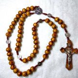 Catholic Rosary Necklace Wooden Beads Cross Religious Jesus Jewelry