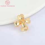 6PCS 12x13.5MM 24K Brass Flower Stud Earrings DIY Jewelry Findings
