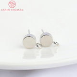 10PCS 6MM Platinum Brass Round Stud Earrings DIY Jewelry Findings