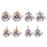 50pcs CZ Zircon Stud Earrings 6/8mm Copper Rhodium Loop Findings