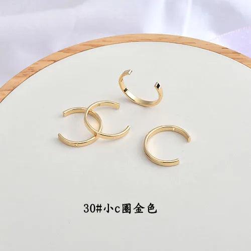 Geometry C-Shaped Earrings 14K Copper Plated DIY Korea Accessories