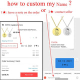 Couple Necklace Name Date Engagement Gift Personalized Pendant