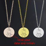 Couple Necklace Name Date Engagement Gift Personalized Pendant