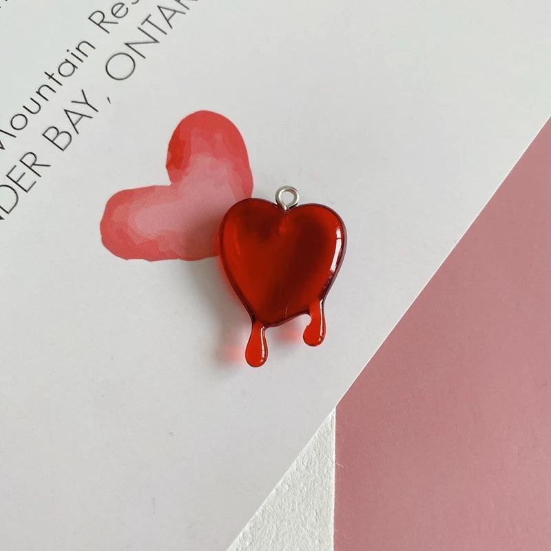 Red Teardrop Love Pendant DIY Earrings Necklace Material