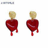 Red Teardrop Love Pendant DIY Earrings Necklace Material