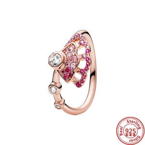 925 Sterling Silver Pav? Interlaced Rings Zircon Flowers Heart Charms