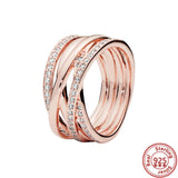 925 Sterling Silver Pav? Interlaced Rings Zircon Flowers Heart Charms