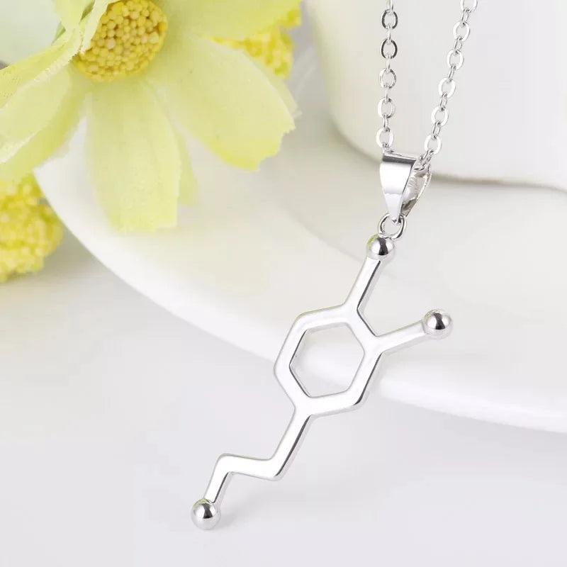 925 Silver Molecular Formula Pendant Necklace