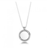 925 Silver Floating Locket Heart Key Pan Necklace for Women