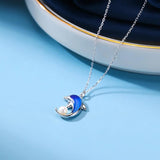 925 Silver Dolphin Shell Pearl Pendant Necklace Women Engagement