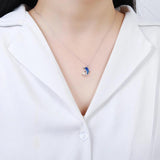 925 Silver Dolphin Shell Pearl Pendant Necklace Women Engagement