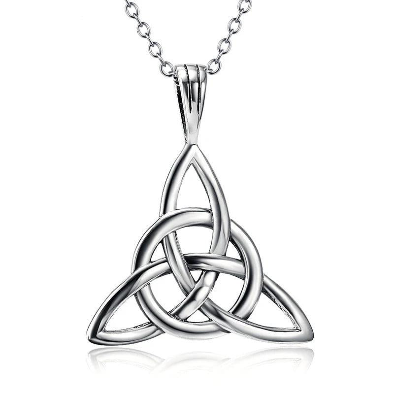 925 Silver Vintage Necklace Triangle Knot Pendant Chain