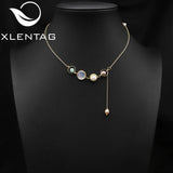 Freshwater Pearls Long Chain Starry Sky Pendant Necklace