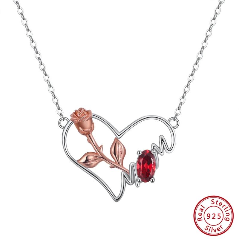Gemstone Heart Silver 925 Pendant Necklace for Women
