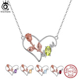 Gemstone Heart Silver 925 Pendant Necklace for Women