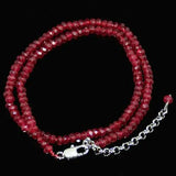 Brazil Red Ruby Faceted Roundel Gems Necklace 2x4mm Silver Clasp