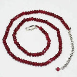 Brazil Red Ruby Faceted Roundel Gems Necklace 2x4mm Silver Clasp