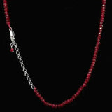 Brazil Red Ruby Faceted Roundel Gems Necklace 2x4mm Silver Clasp