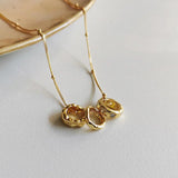 French Vintage Zircon Three-ring Necklace 925 Silver Jewelry