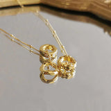 French Vintage Zircon Three-ring Necklace 925 Silver Jewelry