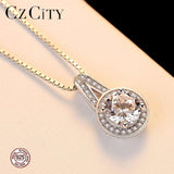 925 Silver CZ Pendant Necklace Box Chain Charm Jewelry for Women