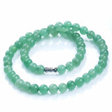8mm Green Jade Round Beaded Necklace Strand Women Jewelry