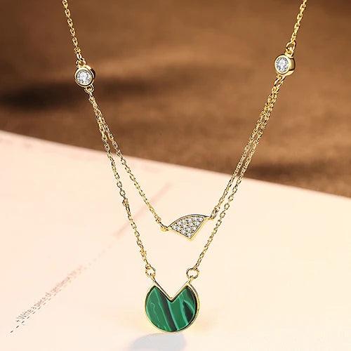 925 Sterling Silver&Malachite Pendant Necklace for Anniversary