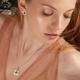 925 Silver Necklace with Round Compass Pendant & Garnet Red Gemstone