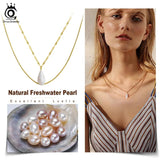 Bohemia Pearl Necklace 925 Silver Double Layered Chain GPN15