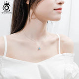 Crystal Pendant Necklace 925 Sterling Silver Female Jewelry
