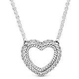 925 Silver Open Heart Collier Necklace for Women