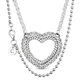 925 Silver Open Heart Collier Necklace for Women