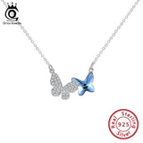 Butterfly Crystal Pendant Necklace 925 Sterling Silver Wedding Jewelry