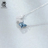 Butterfly Crystal Pendant Necklace 925 Sterling Silver Wedding Jewelry