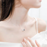 Butterfly Crystal Pendant Necklace 925 Sterling Silver Wedding Jewelry