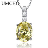 925 Silver CZ Gemstone Pendant Necklace Women Fine Jewelry