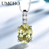 925 Silver CZ Gemstone Pendant Necklace Women Fine Jewelry