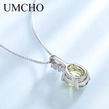 925 Silver CZ Gemstone Pendant Necklace Women Fine Jewelry