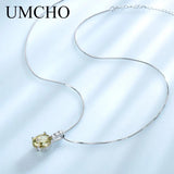 925 Silver CZ Gemstone Pendant Necklace Women Fine Jewelry