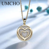 Glitter Golden Heart 925 Sterling Silver Necklace Pendant