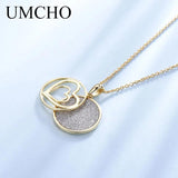 Glitter Golden Heart 925 Sterling Silver Necklace Pendant