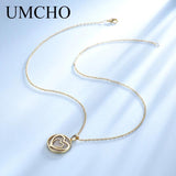 Glitter Golden Heart 925 Sterling Silver Necklace Pendant